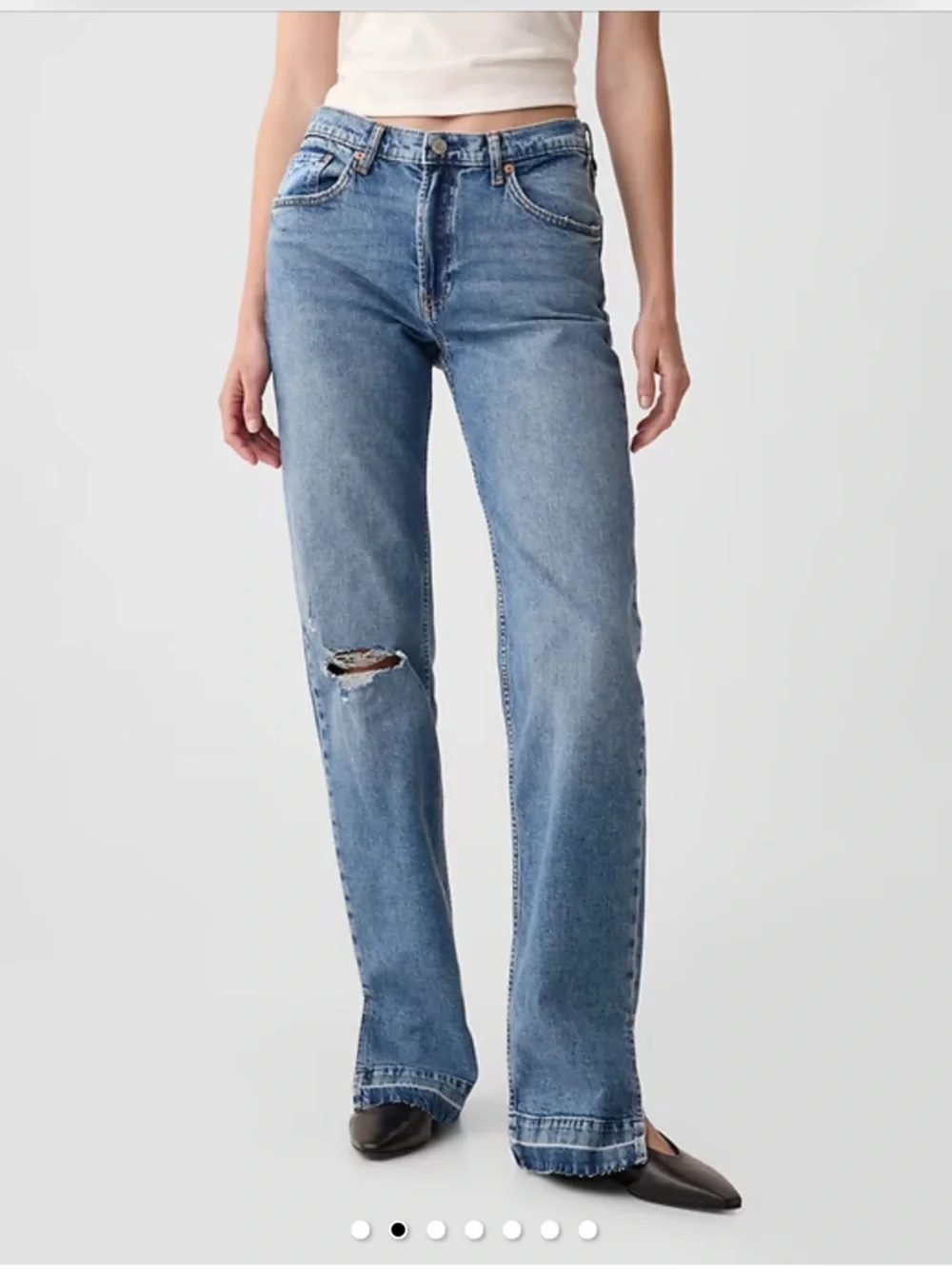 GAP Mid Rise 90s Loose Vintage Destructed Jeans 33 16 Tall - Picture 6 of 12